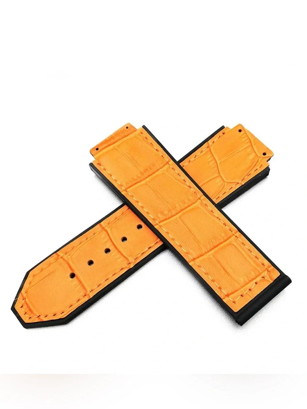 ✅Rubber Alligator  Grain  Leather Watch Band  For HUBLOT Watches SIZE 25MM